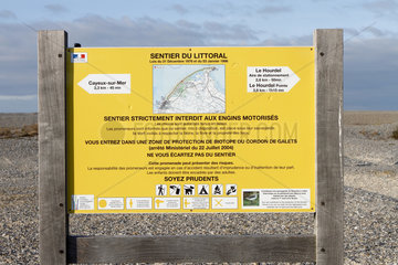 Information board on the coastal path - Picardie France