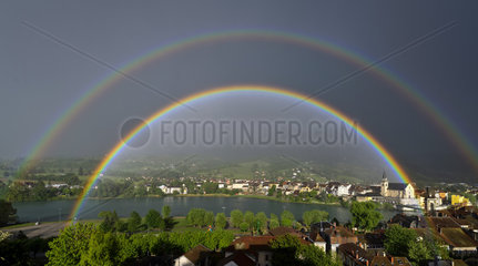 Rainbow after a storm on the Rhône - Bugey France