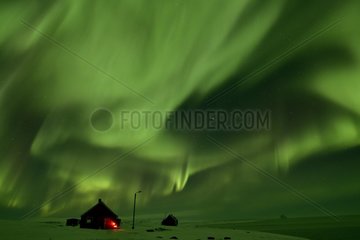 Aurora borealis and the Kap hope village (Igterajivit)  february 2016  Greenland