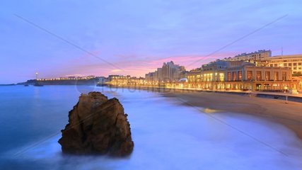 Big beach of Biarritz at dawn  Aquitaine  France