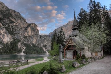 Church and Lake Breeches - Dolomites South Tyrol Italy
