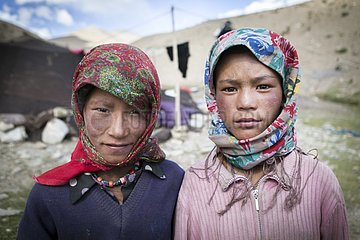 Portrait of teenage girls  Highlands  Ladakh  Himalayas  India