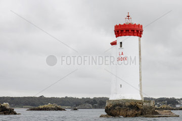 La Croix lighthouse located at the mouth of Trieux river leading to Lezardrieux port  between Ile de Brehat and Ploubazlanec in Brittany  France