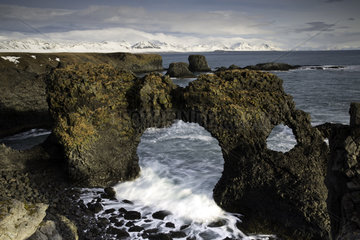 Gatklettur Stone Arch  Snaefellsnes peninsula  Arnarstapi  Iceland.