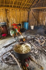 Kuna woman preparing meal San Blas Islands Panama