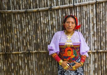 Kuna woman in traditional clothing San Blas Islands Panama