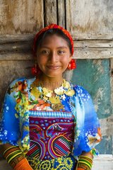 Kuna woman in traditional clothing San Blas Islands Panama