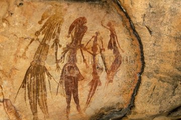Cave paintings aboriginals of the type bradshaw Australia