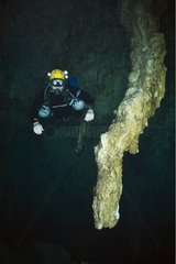 Diver speleologist in Cenote Yuacatan Mexico