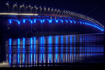 Bridge of Oleron island at night Charente-Maritime France