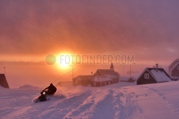 Snowmobile in Ittoqqortoormiit  February 2016  Greenland