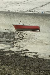 Sand modelliert von Dourduff River und Boot Plouezoc'h Frankreich