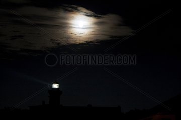 Headlight of the Large island of Chausey at night Manche