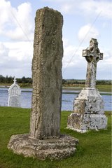 Celtic crucifixes in the monastery of Clonmacnoise Ireland