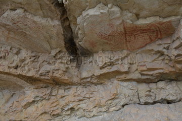 Cave paintings from the Bronze Age under a rock shelter  Saint Jean d'Arvey  Mont Peney  Savoie  France