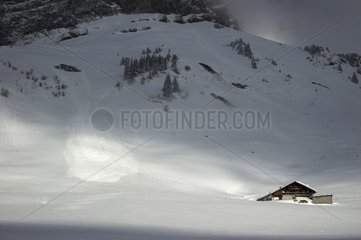 Chalet threatened by avalanches Massif des Bornes-Aravis
