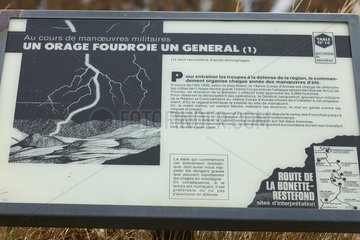 Information panel on the road going up to the Bonette pass  Haute Tinee Valley  Mercantour  Alpes  France