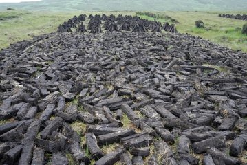 Explotation and drying of peat Connemara Ireland