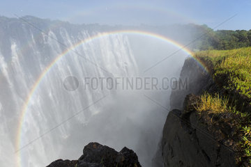Rainbow Above Victoria Falls - Mosi-Oa-Tunya Zambia