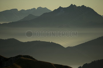 Alps landscape at dusk  France .
