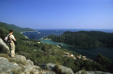 Sight of Montokuc on Veliko Jezero island of Mljet Croatia