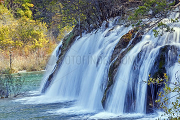 Waterfall Shuzheng Falls Jiuzhaigou valley  Sichuan  China