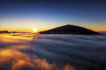 Sunrise on Piton de la Fournaise volcano  Reunion