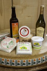 Regional products : Wine  Butter  Cream  Cancoillotte   Raw milk cheese Le P'tit René and Comté wheele   Cave refining  Cheese Cooperative Plateau of Bouclans  Outlet in Nancray  Haut-Doubs  Franche-Comté  France