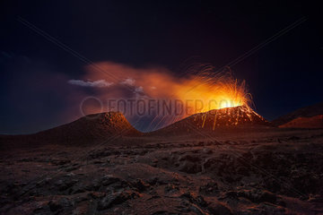 Piton de la Fournaise in activity  Volcano eruption of July 31  2015  Reunion