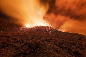 Piton de la Fournaise in activity  Volcano eruption of August 2015  Reunion