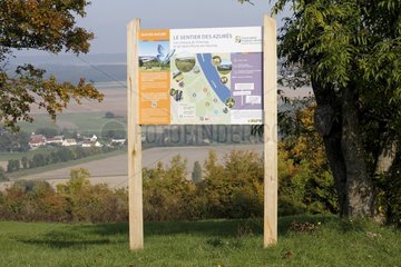 Information board 'The trail of the blues' in Vironvay  Normandy  France