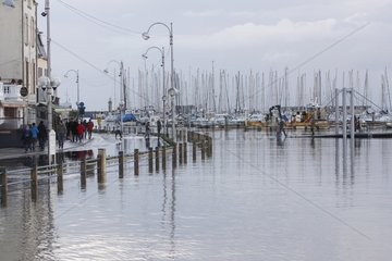 Water harbour of Binic overflowing onto the floor during a high tide  Brittany  France