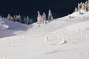 Landschaftsberg mit einem Schneeschicht bedeckt