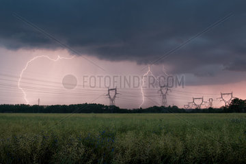 Storms near the thermal plant of Bayet - France