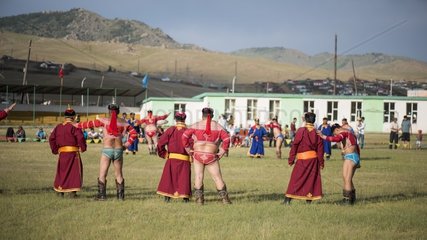 Mongolian wrestling  Eagle Dance - Naadam Festival Tsetserleg
