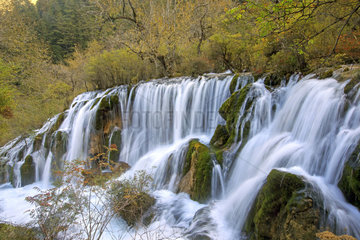 Waterfall Tiger Lake Falls  Jiuzhaigou valley  Sichuan  China