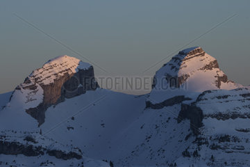 Tour of Ai (right  limestone peak point in the Vaud Alps at 2332 meters above sea level )   Canton of Vaud Alps   Switzerland.