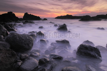 Sea and rocks early in the night  Tenerife  Canary Islands
