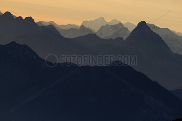 Alps landscape at dusk  France .
