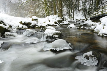 Thaw on the torrent  Geroldsauer  Black Forest  Germany