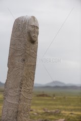 Stele with face of the site of Ulaan Muushig - Mongolia