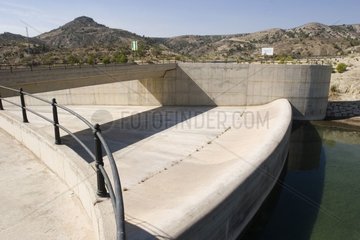 Dry outfall of the storage reservoir del Portillo Spain