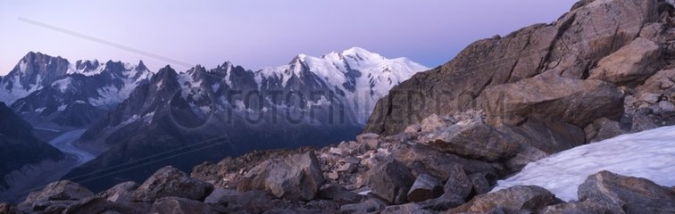 Mont Blanc at dawn Valley of Chamonix Haute-Savoie