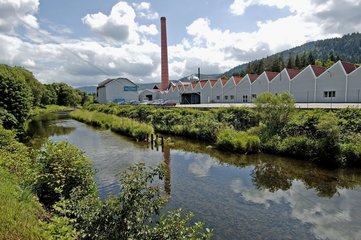 Textile industry in Vagney by Mosellotte river Vosges France
