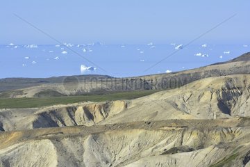 Denmark. Greenland. West coast. Landscape under erosion on the east coast of Disko island.