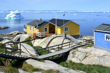 Denmark. Greenland. West coast. Colorfull house of the village of Ilulissat.