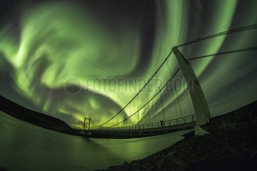 Northern Lights and Bridge Joekulsá  Iceland