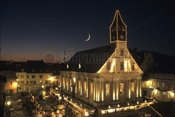Temple and Christmas market in Montbéliard Doubs
