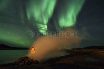 Geothermal and aurora borealis - Myvatn  Iceland