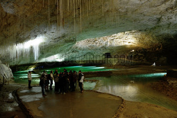 Tourists in the cave of Choranche - Vercors Alpes France